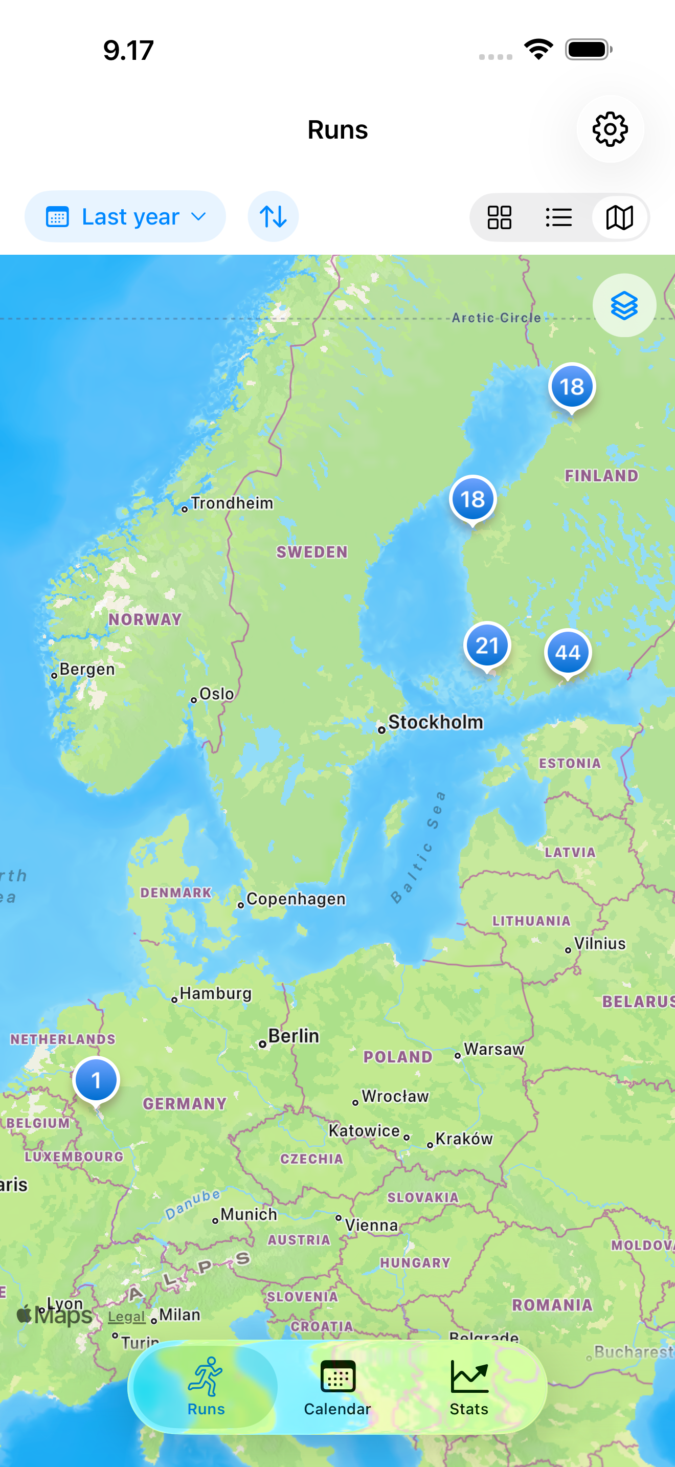 Every run on a map of where you've run